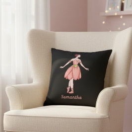 Cojín Decorativo Ballerina rosa y negra con nombre