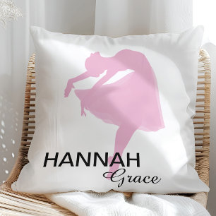 Cojín Decorativo Ballerina Silhouette Pink con nombre