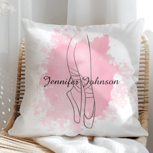Cojín Decorativo Ballerina zapata acuarela rosa con nombre