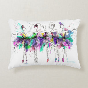 Cojín Decorativo Ballerinas acuarelas: Ilustracion de danza brillan
