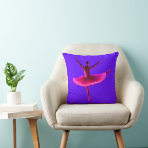 Cojín Decorativo Ballet Ballerina Pose Colores Violeta Brillantes