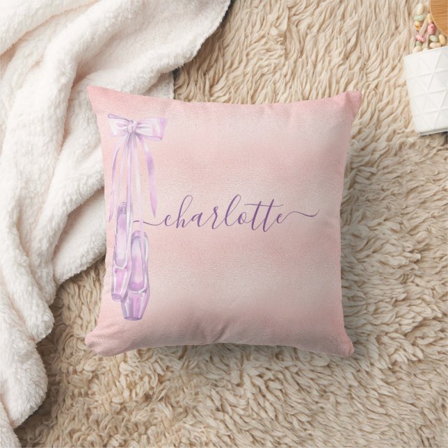 Cojín Decorativo Ballet dance blusa rosa púrpura monograma nombre (Manta)
