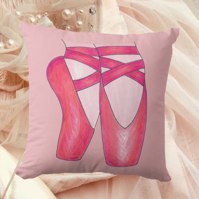 Cojín Decorativo Ballet rosa Toe Pointe Shoe Ballerina Bailarina (Ballet Shoes Pillow)