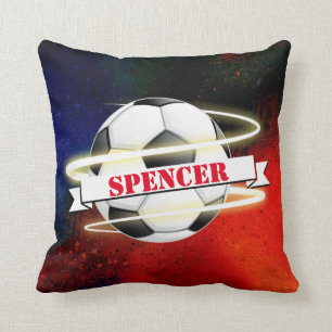 Cojín Decorativo Balón de fútbol cósmico personalizado