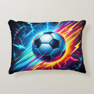 Cojín Decorativo Balón de fútbol eléctrico futurista relámpago