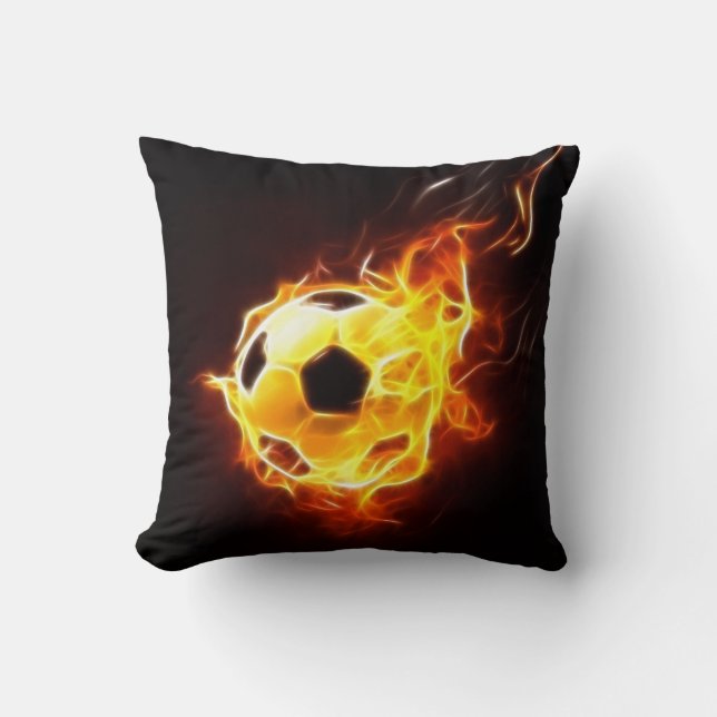 Cojín Decorativo Balón de fútbol en llamas (Anverso)
