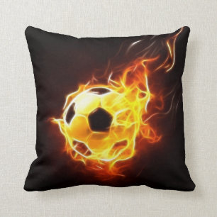 Cojín Decorativo Balón de fútbol en llamas
