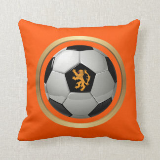 Cojín Decorativo Balón de fútbol holandés, león holandés en Naranja