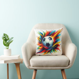 Cojín Decorativo Balón de fútbol Splash Futurista Abstracto
