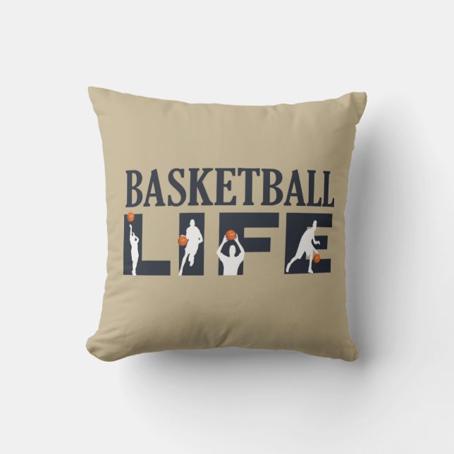 Cojín Decorativo Baloncestistas con naranja (Anverso)
