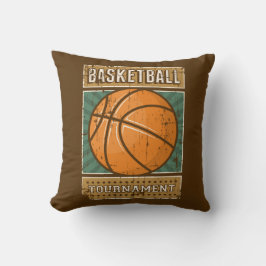 Cojín Decorativo Baloncesto azul negro retro vintage