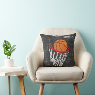 Cojín Decorativo Baloncesto de Chalkboard y Hoop personalizados
