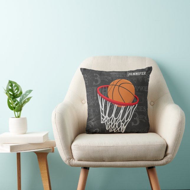 Cojín Decorativo Baloncesto de Chalkboard y Hoop personalizados (Silla)