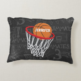 Cojín Decorativo Baloncesto de Chalkboard y Hoop personalizados