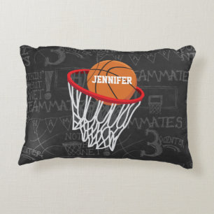 Cojín Decorativo Baloncesto de Chalkboard y Hoop personalizados