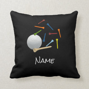 Cojín Decorativo Baloncesto de golf con tee on black para golfista 