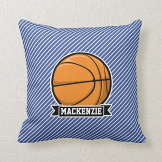 Cojín Decorativo Baloncesto en franjas azul y blanca