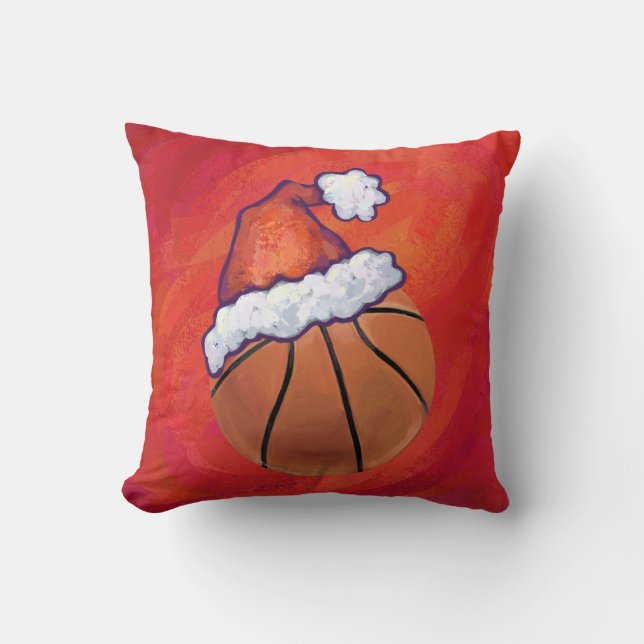 Cojín Decorativo Baloncesto en Santa Hat (Anverso)