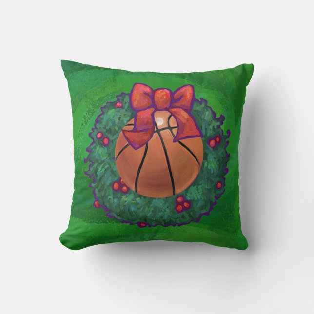 Cojín Decorativo Baloncesto en Wreath Navidades (Anverso)
