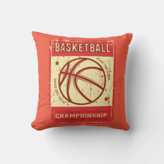 Cojín Decorativo Baloncesto Rojo Rosado Grunge Retro Vintage