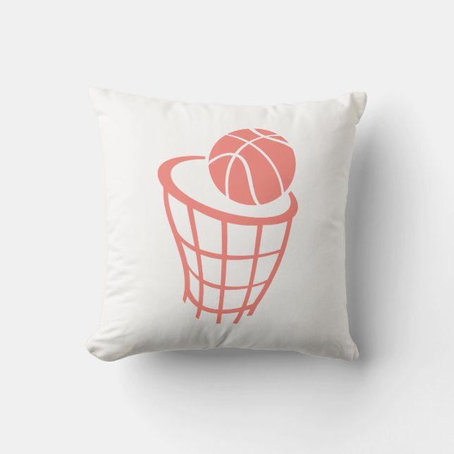 Cojín Decorativo Baloncesto rosa coral (Anverso)