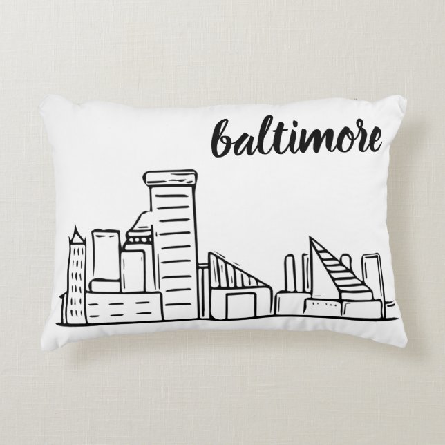 Cojín Decorativo Baltimore Skyline (Anverso)