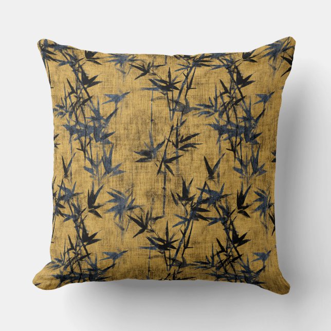 Cojín Decorativo Bambú negro azul (Anverso)
