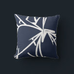 Cojín Decorativo Bambú resumen azul y blanco de la marina<br><div class="desc">La almohada moderna de tiro presenta una composición simple de bambú abstracto en azul marino con acentos blancos. Esta almohada azul marino, inspirada en el bambú orgánico, aporta un toque de elegancia a la decoración de las habitaciones modernas. Diseñado con gráficos vectoriales, puede realizar el personalizar cambiando los colores de...</div>