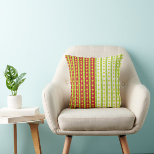 Cojín Decorativo Bambú verde rojo deja franja