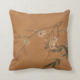Cojín Decorativo Bambú y flores arte oriental chino antiguo