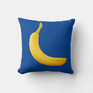 Cojín Decorativo Banana amarilla en azul