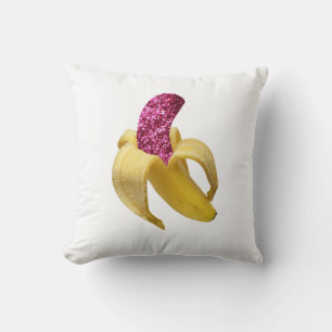 Cojín Decorativo Banana en falso Purpurina rosado se ve delicioso