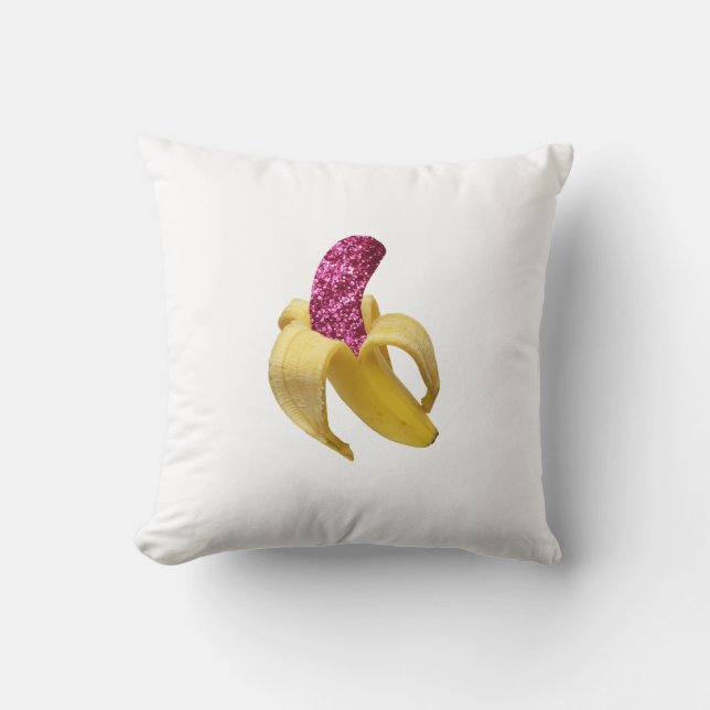 Cojín Decorativo Banana en falso Purpurina rosado se ve delicioso (Anverso)