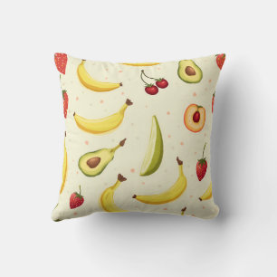 Cojín Decorativo Banana, fresa, cereza, melocotón, aguacate