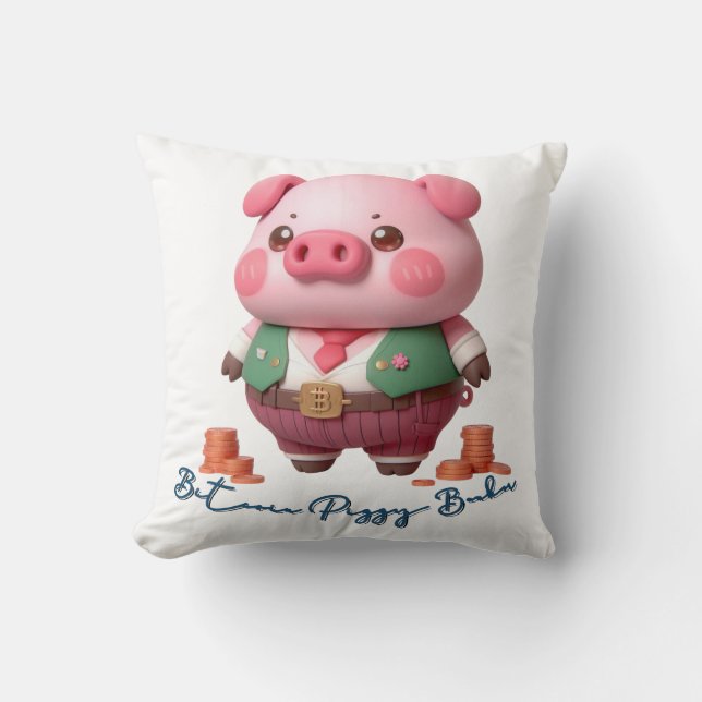 Cojín Decorativo Banca Bitcoin Piggy (Anverso)