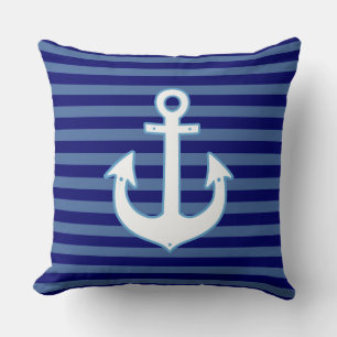 Cojín Decorativo banda de anclaje náutico azul marina