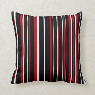Cojín Decorativo Banda de código de barras negro, rojo oscuro y bla