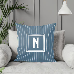 Cojín Decorativo Banda de pinza - Naval + Blanco - Monograma