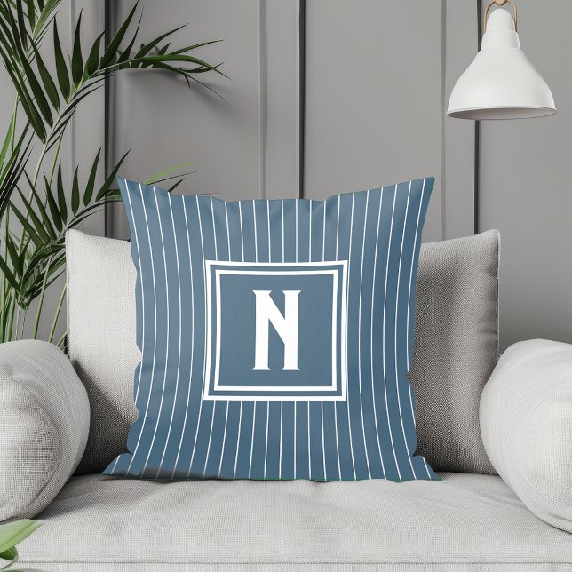 Cojín Decorativo Banda de pinza - Naval + Blanco - Monograma (Subido por el creador)