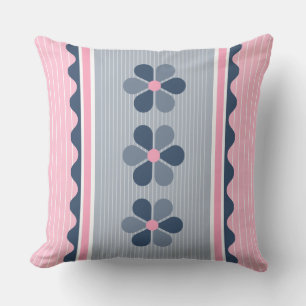 Cojín Decorativo Banda floral rosa y azul