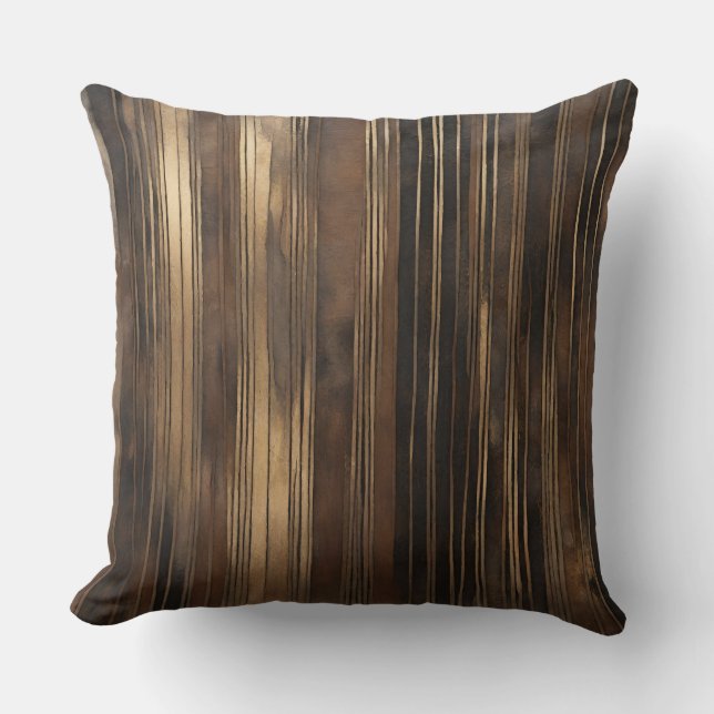 Cojín Decorativo Banda moderna de oro marrón (Anverso)