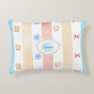 Cojín Decorativo Banda Pastel - Impresiones de pintas, Flor Azul, C