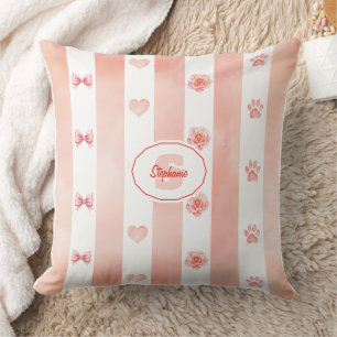 Cojín Decorativo Banda rosa y blanca - Corazón, Rosa, Papas
