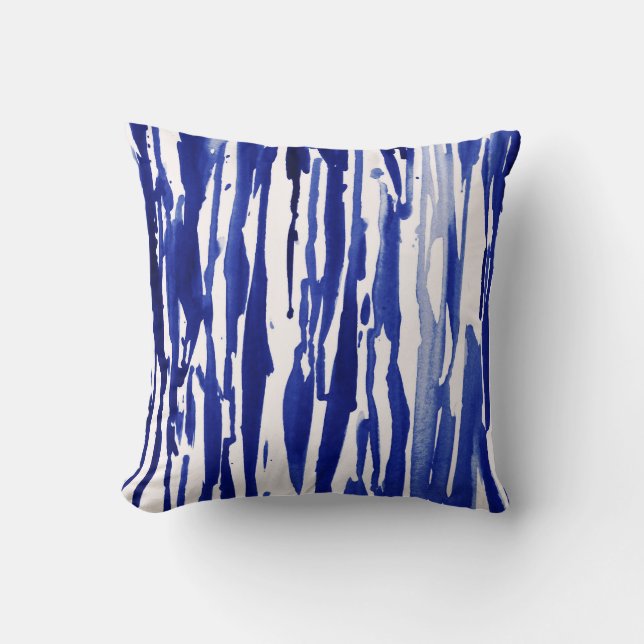 Cojín Decorativo Bandas abstractas azules reales (Anverso)