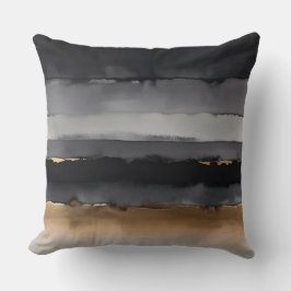 Cojín Decorativo Bandas acuáticas de color gris negro y bronce