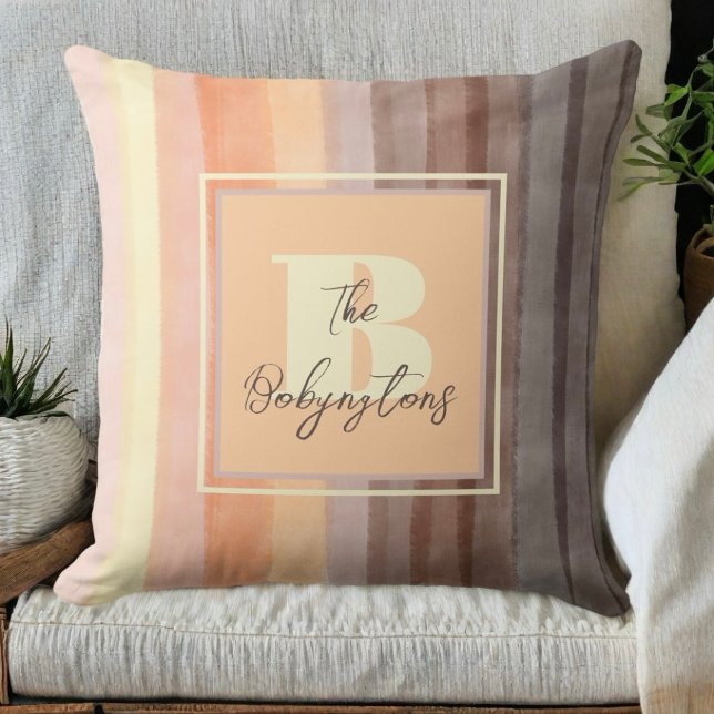 Cojín Decorativo Bandas acuáticas monogramo de color amarillo naran (Subido por el creador)