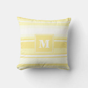 Cojín Decorativo Bandas amarillas de limón monogramo