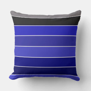 Cojín Decorativo Bandas azul, negro y blanco