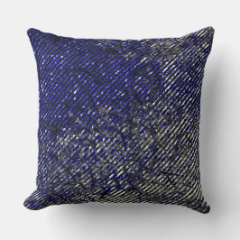 Cojín Decorativo Bandas azules dañadas en sus colores y formas