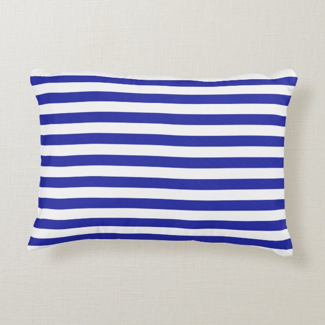 Cojín Decorativo Bandas azules egipcias en blanco (Reverso)